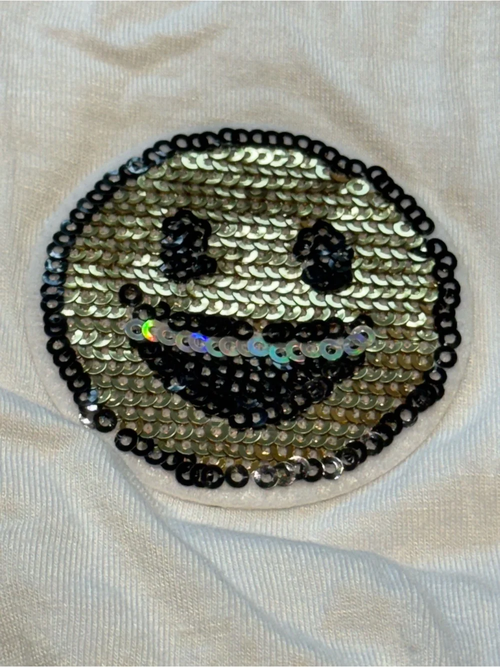 Attitudes White Ruffle Tie Tank w/ Sequin Smiley & love with Black tumble short